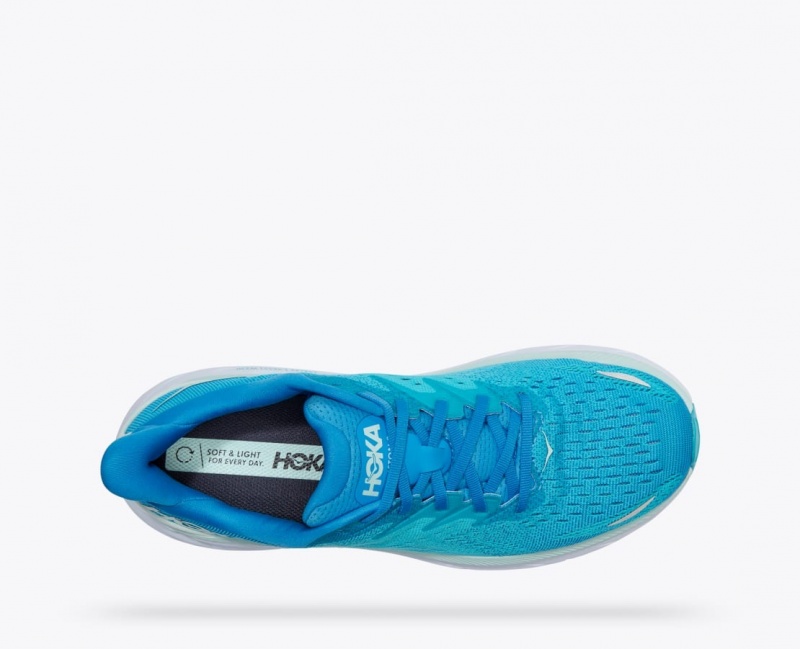 HOKA Clifton 8 Men's Running Shoes Turquoise | 29435GFUJ