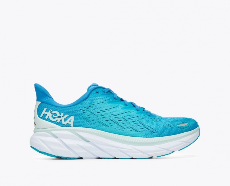 HOKA Clifton 8 Men\'s Running Shoes Turquoise | 29435GFUJ