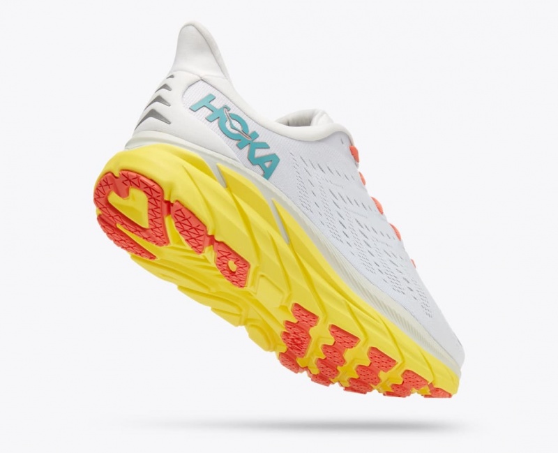 HOKA Clifton 8 Men's Running Shoes White / Yellow | 52319AZTW