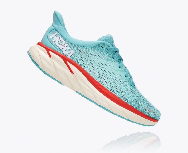 HOKA Clifton 8 Women's Running Shoes Turquoise | 90682HQKE