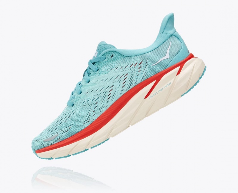 HOKA Clifton 8 Women's Running Shoes Turquoise | 90682HQKE