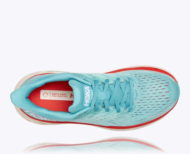 HOKA Clifton 8 Women's Running Shoes Turquoise | 90682HQKE