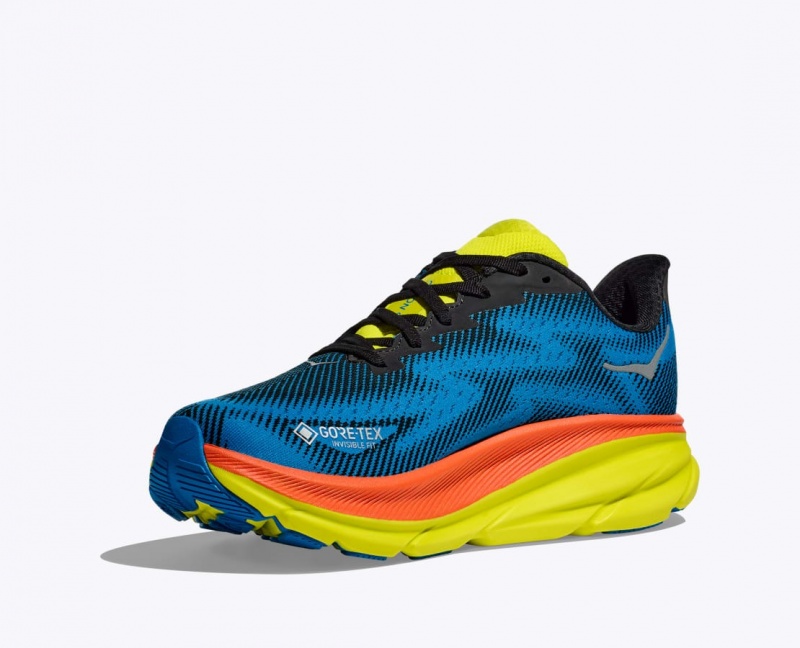 HOKA Clifton 9 GTX Women's Running Shoes Blue / Black | 20634PEFM