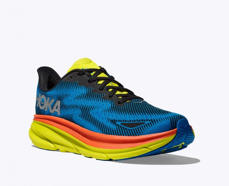 HOKA Clifton 9 GTX Women's Running Shoes Blue / Black / Green | 30978RVYL