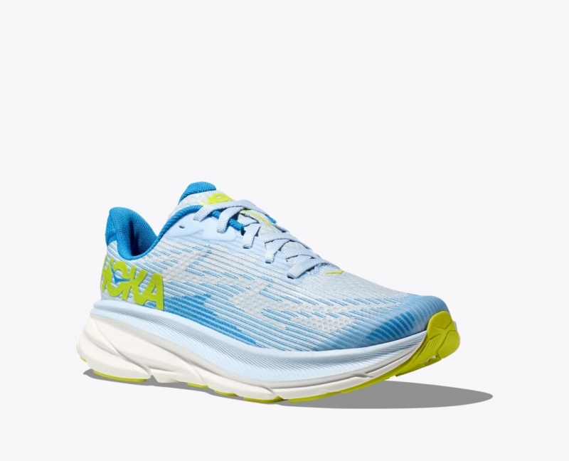 HOKA Clifton 9 Kids' Running Shoes Blue / White | 58762DOVJ