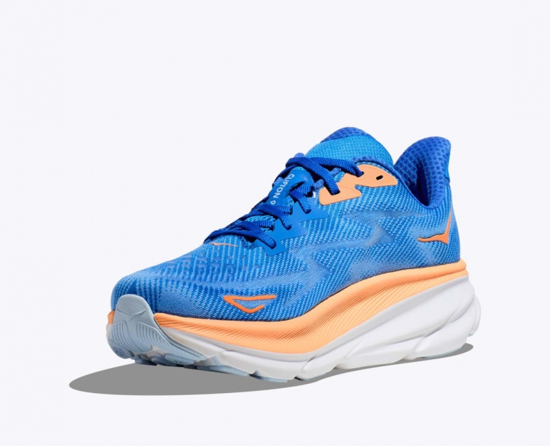 HOKA Clifton 9 Men's Running Shoes Blue / Orange | 74360IYOW