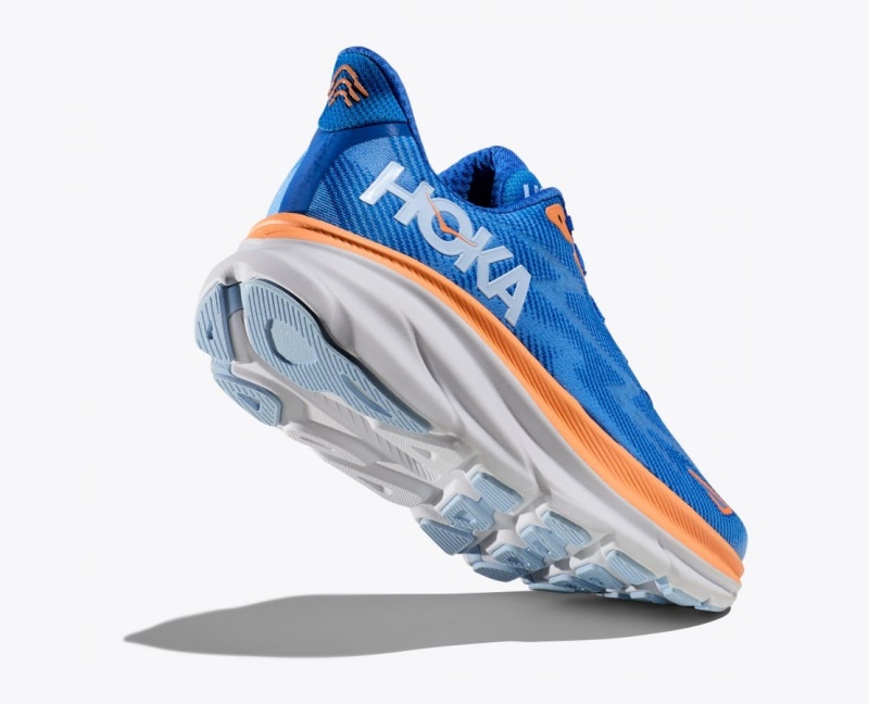 HOKA Clifton 9 Men's Running Shoes Blue / Orange | 74360IYOW