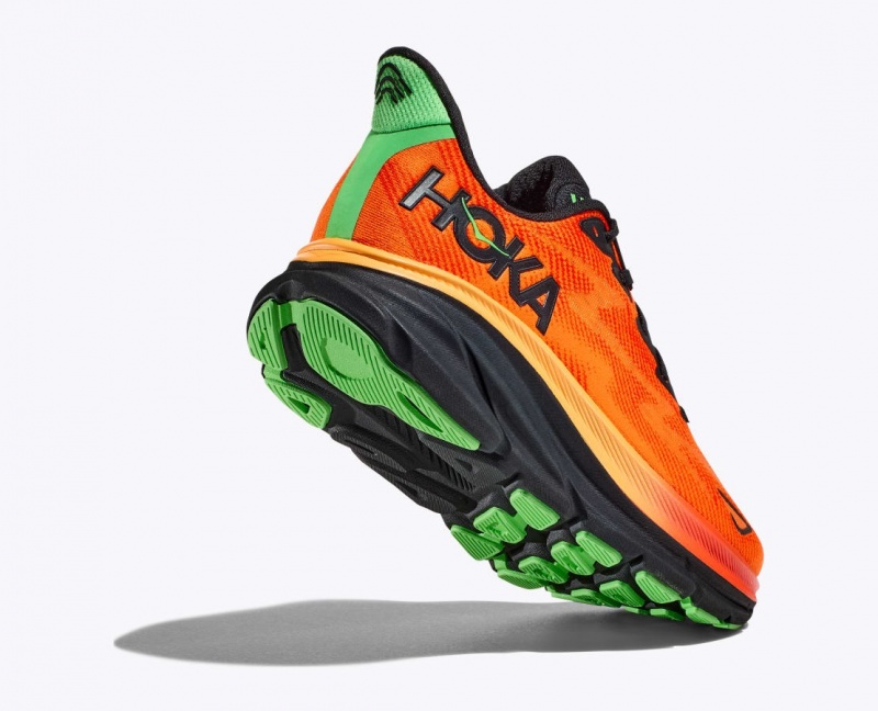 HOKA Clifton 9 Men's Running Shoes Dark Orange / Black | 20958JYBA