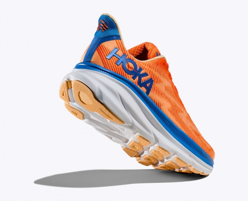 HOKA Clifton 9 Men's Running Shoes Orange / Blue | 94781XAPW