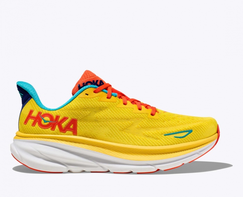 HOKA Clifton 9 Men\'s Running Shoes Yellow | 31247QHGS