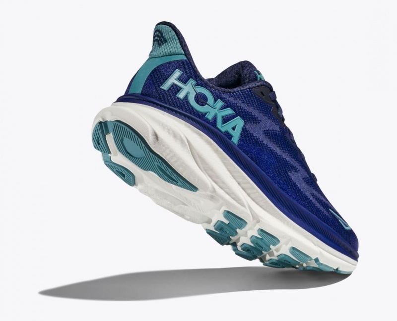 HOKA Clifton 9 Women's Running Shoes Navy / Turquoise | 72964NUVZ