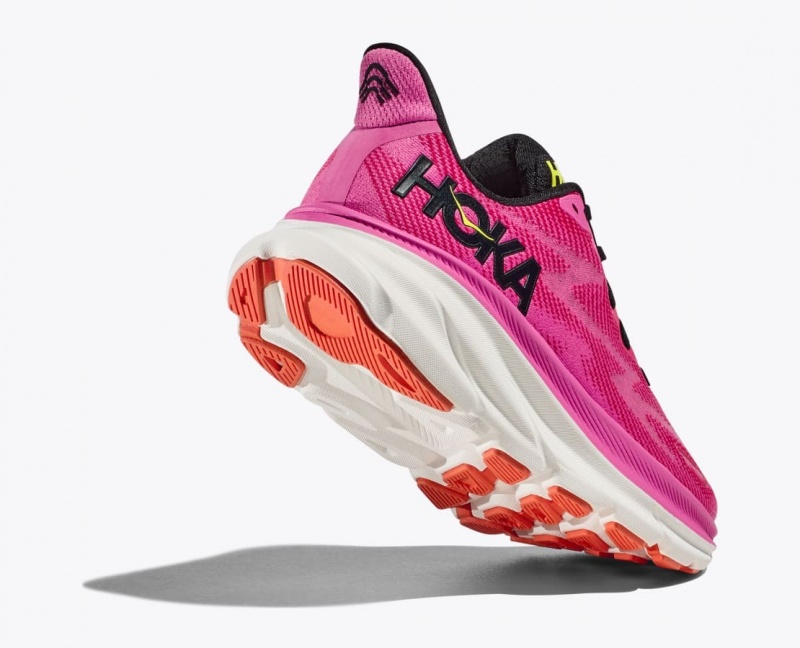 HOKA Clifton 9 Women's Running Shoes Pink / Black | 27160ETCD