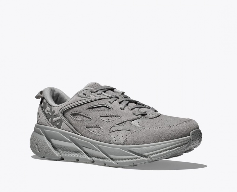 HOKA Clifton L Suede Women's Walking Shoes Dark Grey | 72195VHNI