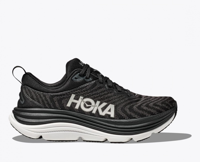 HOKA Gaviota 5 Men\'s Running Shoes Black / White | 73485RXHQ