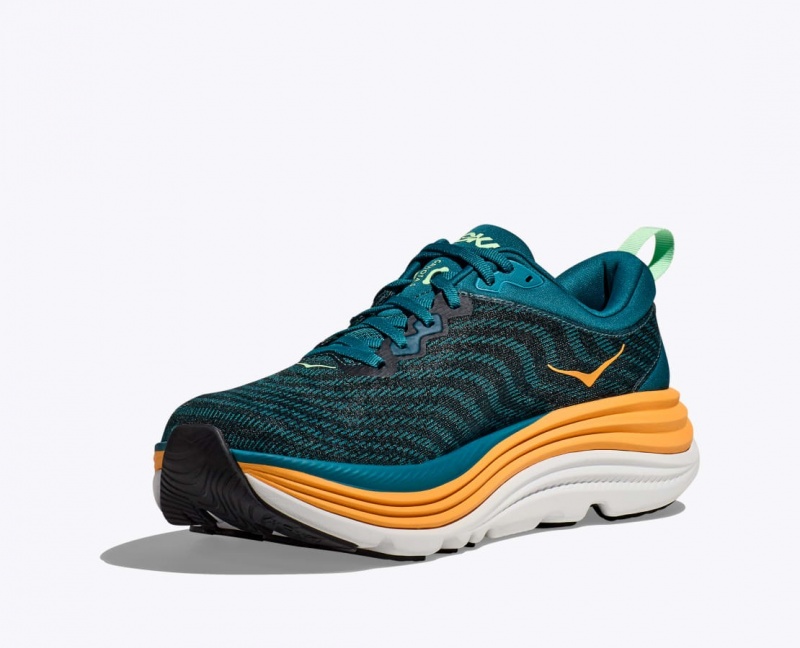 HOKA Gaviota 5 Men's Running Shoes Dark Turquoise / Black | 81450ZHGC