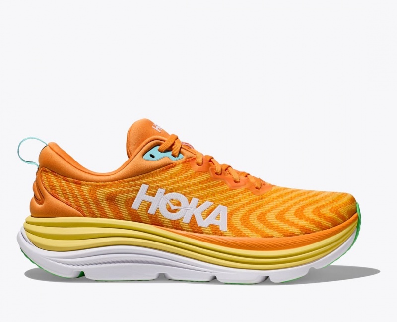 HOKA Gaviota 5 Men\'s Running Shoes Orange / Yellow | 80139KUHN