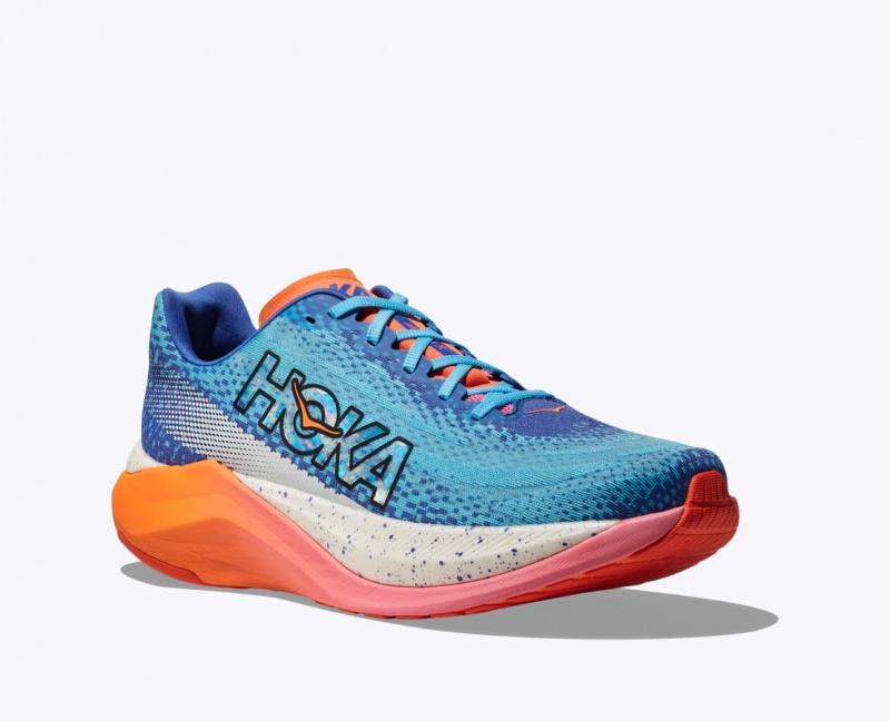 HOKA IRONMAN Mach X Men's Running Shoes Blue / White / Coral | 95412MNJC