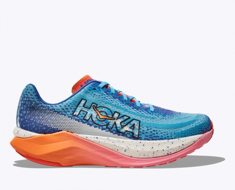 HOKA IRONMAN Mach X Men\'s Running Shoes Blue / White / Coral | 95412MNJC