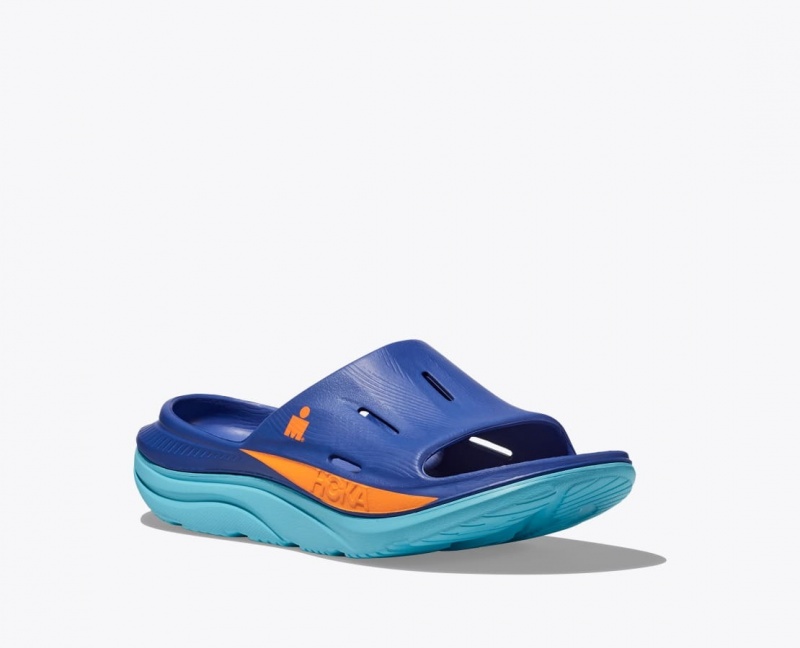 HOKA IRONMAN Ora Recovery Women's Slide Blue | 09764XDRM