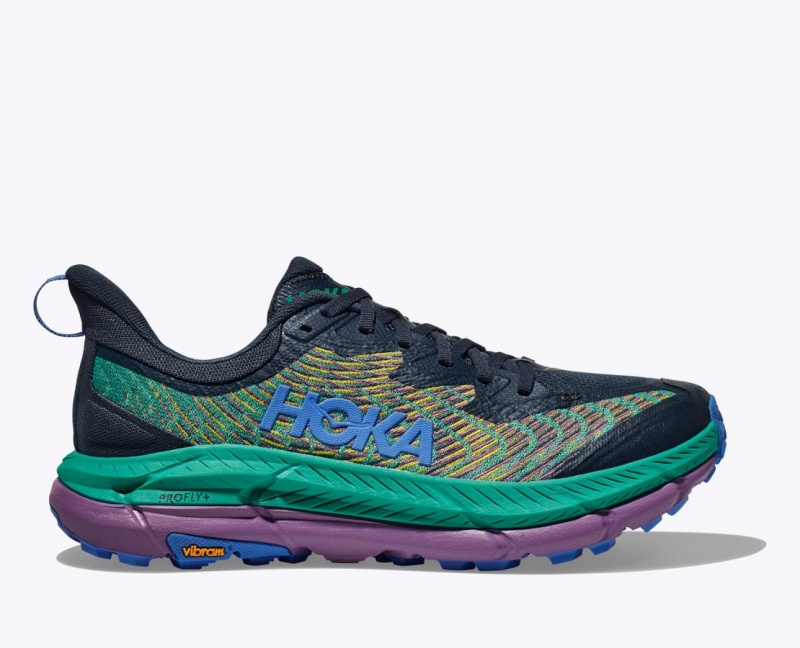 HOKA Mafate Speed 4 Men\'s Trail Running Shoes Dark Blue / Green | 57021ECSF