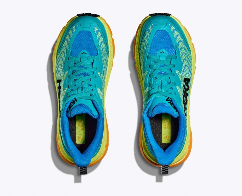 HOKA Mafate Speed 4 Men's Trail Running Shoes Turquoise / Green / Orange | 08352UOFN