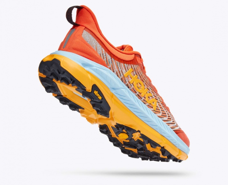 HOKA Mafate Speed 4 Men's Trail Running Shoes Coral / Light Blue / Orange | 49571KOML