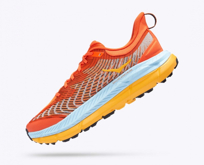 HOKA Mafate Speed 4 Men's Trail Running Shoes Coral / Light Blue / Orange | 49571KOML