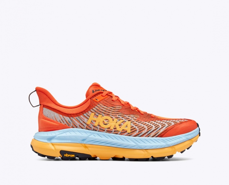 HOKA Mafate Speed 4 Men\'s Trail Running Shoes Coral / Light Blue / Orange | 49571KOML