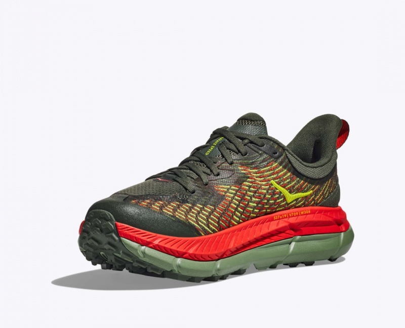 HOKA Mafate Speed 4 Men's Trail Running Shoes Olive / Red | 12980VNSJ