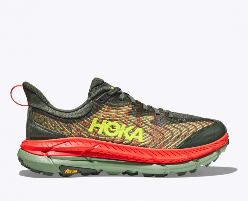 HOKA Mafate Speed 4 Men\'s Trail Running Shoes Olive / Red | 12980VNSJ