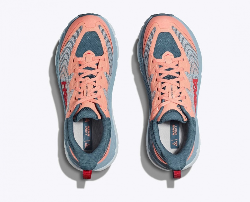 HOKA Mafate Speed 4 Women's Trail Running Shoes Grey / Coral | 83105VBYM