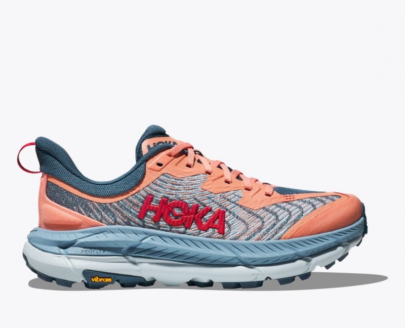 HOKA Mafate Speed 4 Women\'s Trail Running Shoes Grey / Coral | 83105VBYM