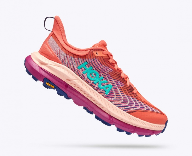 HOKA Mafate Speed 4 Women's Trail Running Shoes Coral / Red | 20381INYH