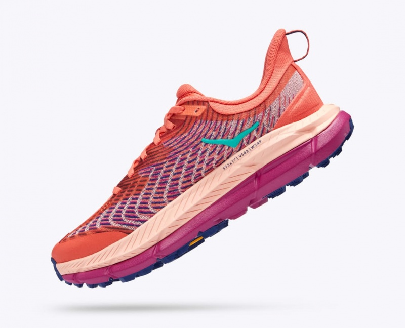 HOKA Mafate Speed 4 Women's Trail Running Shoes Coral / Red | 20381INYH