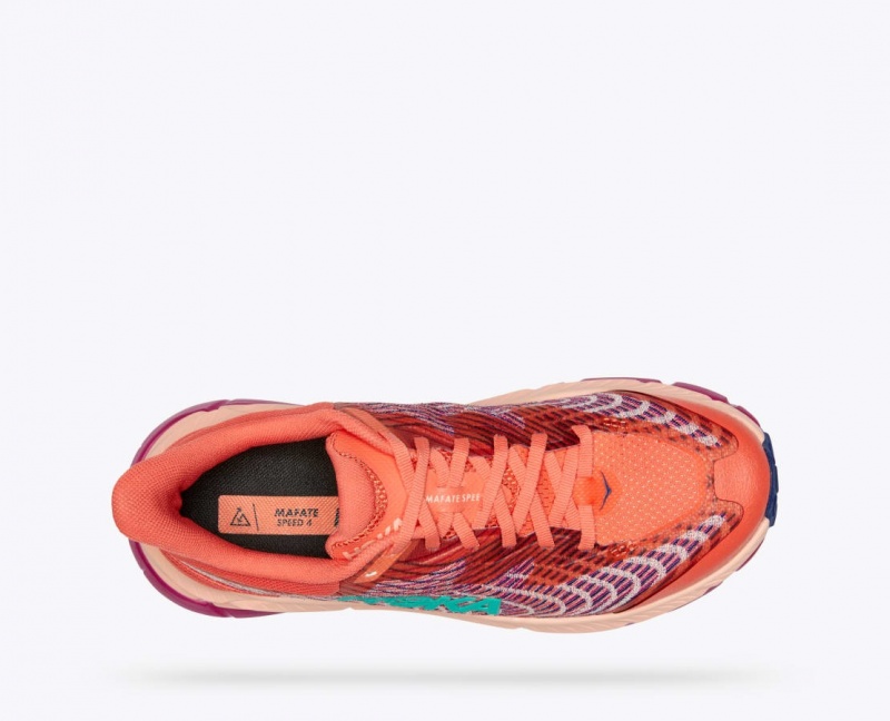 HOKA Mafate Speed 4 Women's Trail Running Shoes Coral / Red | 20381INYH