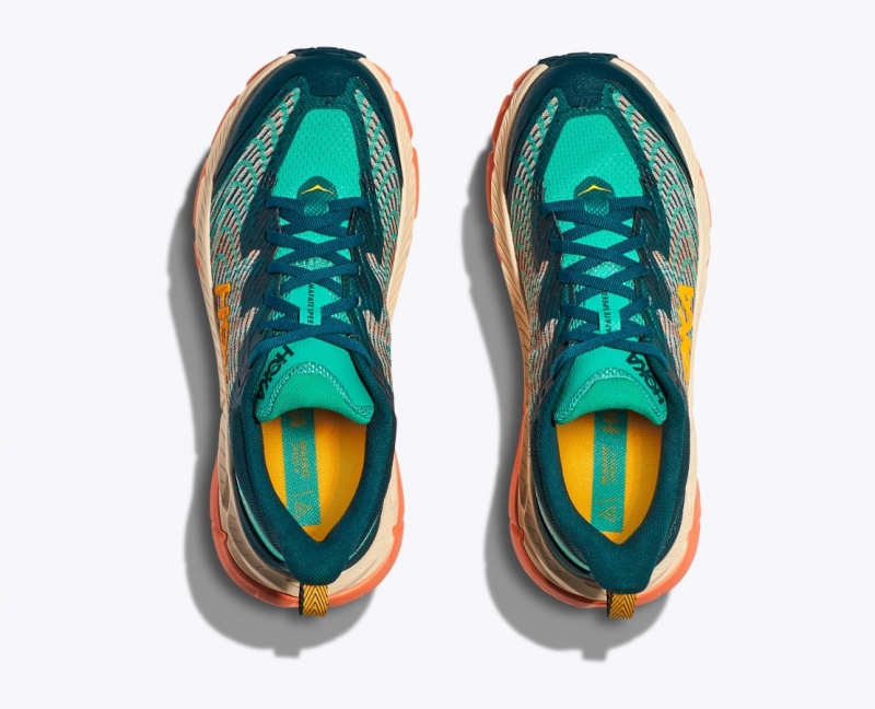 HOKA Mafate Speed 4 Women's Trail Running Shoes Dark Turquoise / Orange | 86192DHKZ