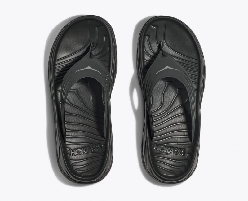 HOKA ORA Recovery Men's Flip Flops Black | 89734UNEA