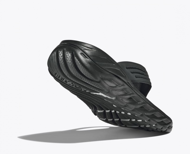 HOKA ORA Recovery Men's Flip Flops Black | 89734UNEA