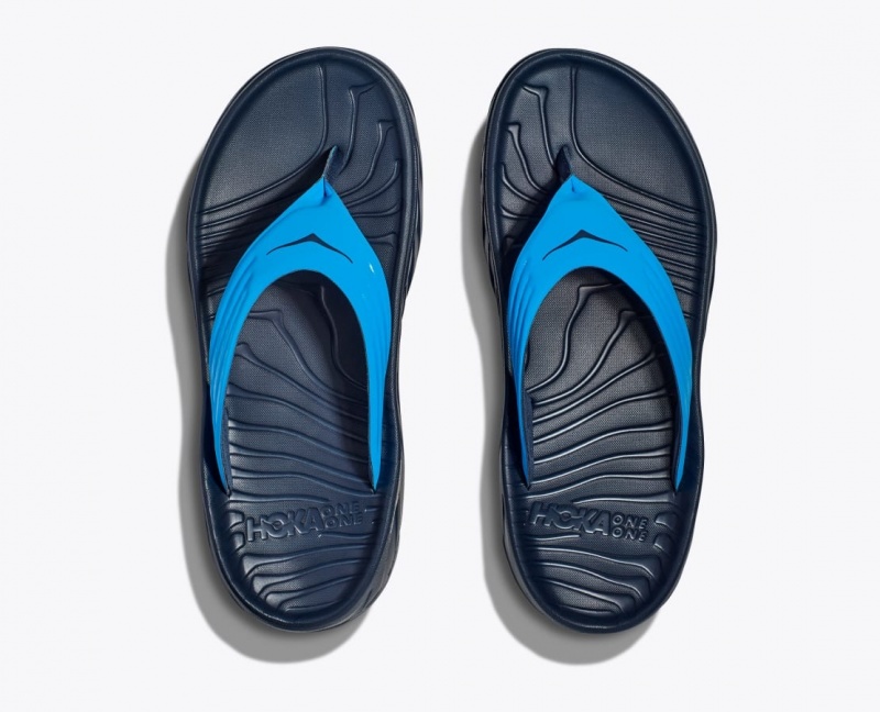 HOKA ORA Recovery Men's Flip Flops Blue / Black | 60425AJVN