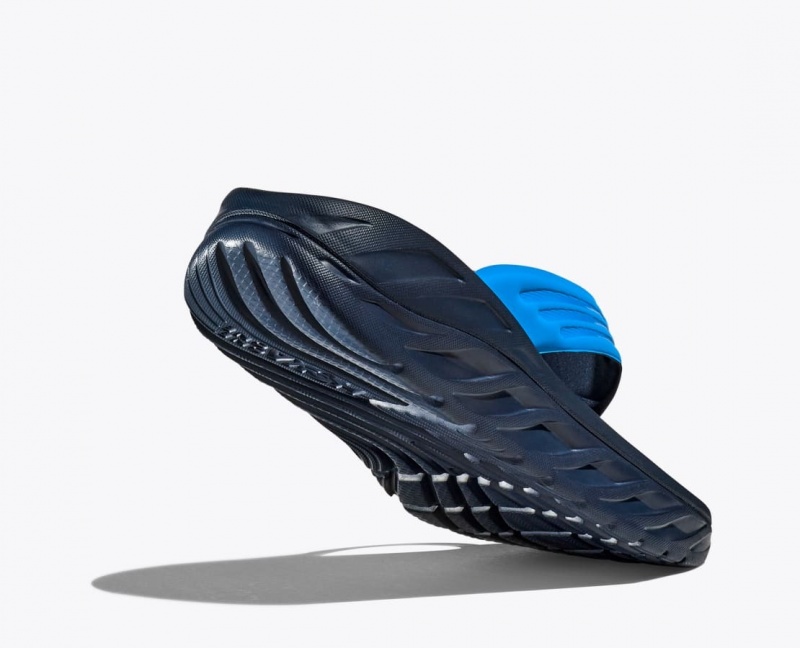 HOKA ORA Recovery Men's Flip Flops Blue / Black | 60425AJVN