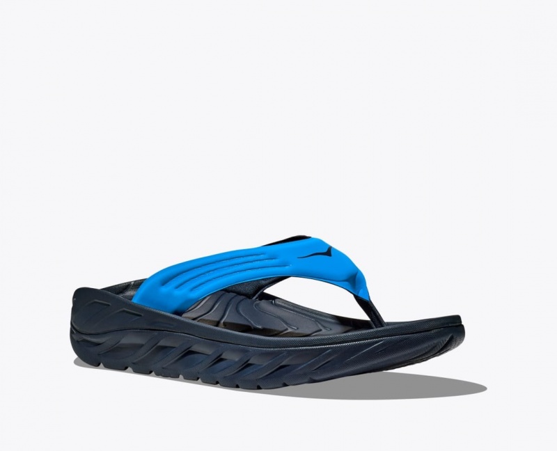 HOKA ORA Recovery Men's Flip Flops Blue / Black | 60425AJVN