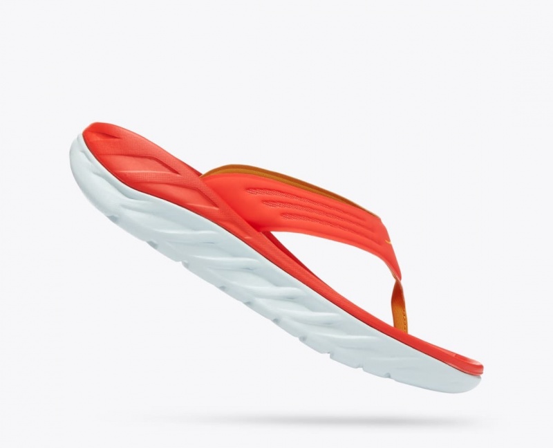 HOKA ORA Recovery Men's Flip Flops Dark Coral | 95061NHBF