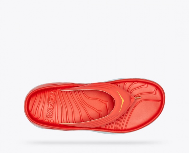 HOKA ORA Recovery Men's Flip Flops Dark Coral | 95061NHBF