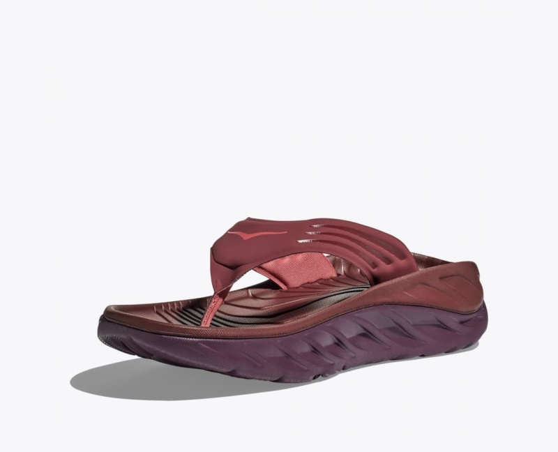 HOKA ORA Recovery Men's Flip Flops Dark Red | 67023QVGA