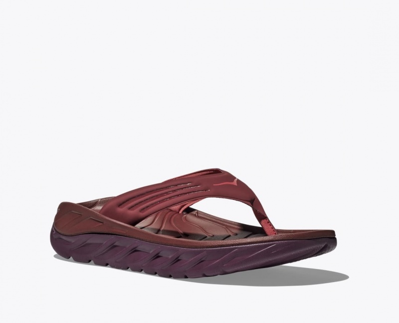 HOKA ORA Recovery Men's Flip Flops Dark Red | 67023QVGA