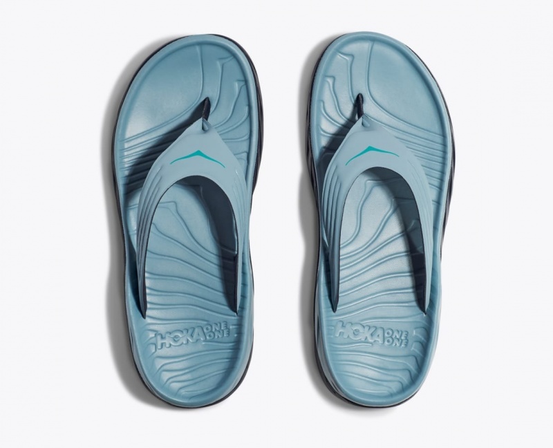 HOKA ORA Recovery Men's Flip Flops Light Blue / Black | 52091NYTK