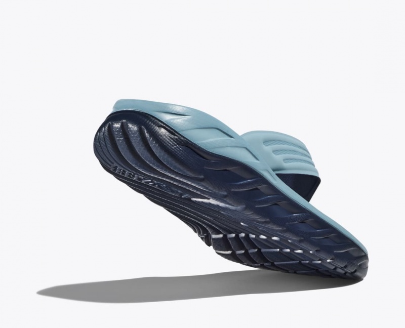 HOKA ORA Recovery Men's Flip Flops Light Blue / Black | 52091NYTK