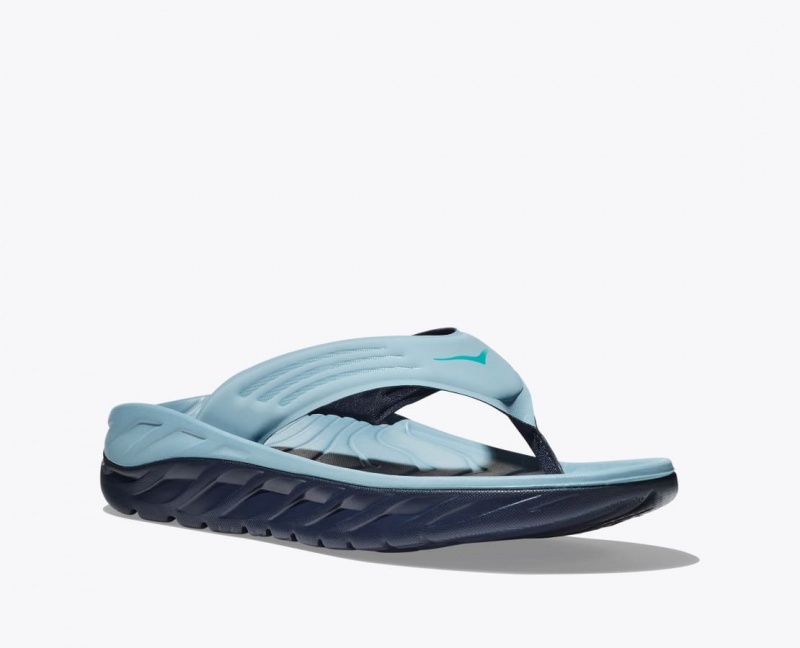 HOKA ORA Recovery Men's Flip Flops Light Blue / Black | 52091NYTK