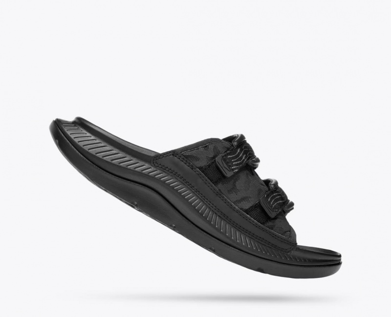 HOKA Ora Luxe Men's Slide Black | 83072GJYM