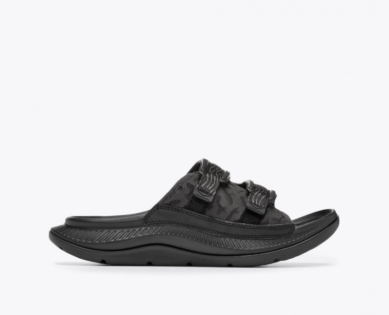 HOKA Ora Luxe Men\'s Slide Black | 83072GJYM